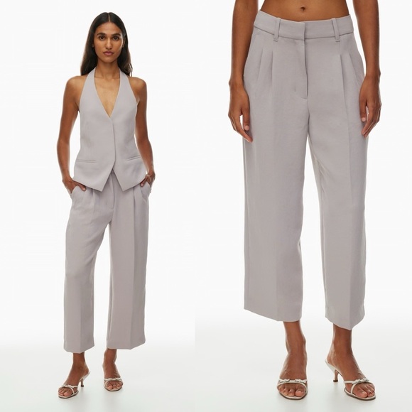 Aritzia- The Effortless Pants Cropped Crepette Wide Leg Size 6 Dusty Coral - Picture 1 of 9
